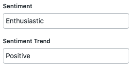 sentiment and sentiment trend fields